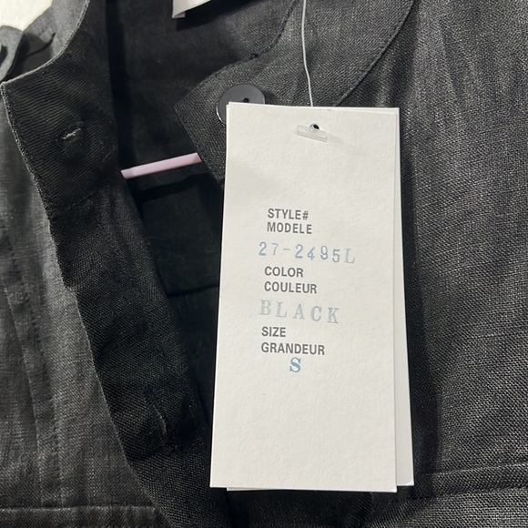 Alice Blue Linen Safari Utility Long Sleeve Buttoned Black Blouse S - Picture 9 of 11